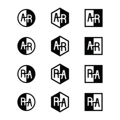 Letters AR and RA Positive and Negative Logo Set, suitable for any business