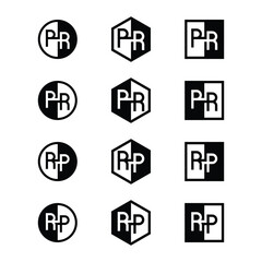 Letters PR and RP Positive and Negative Logo Set, suitable for any business