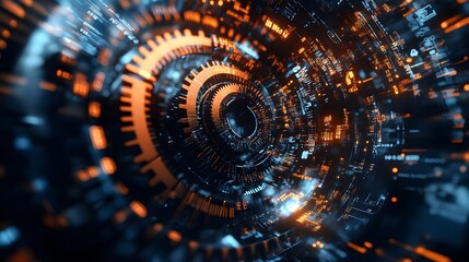 Fototapeta premium Abstract technology background. Technology concept. Gear wheel. Big Data concept. 3d illustration. 3d rendering. 