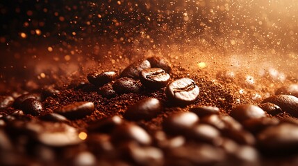 Softly Illuminated Coffee Beans with Dusty Aura
