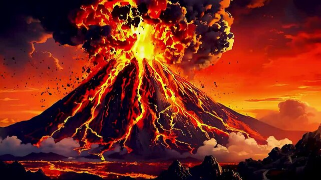 a volcano  erupting
