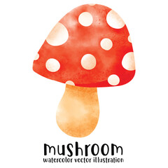 Mushroom, retro, groovy, watercolor style