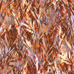 Fototapeta premium Underwater fantastic algae leaves endless motif. Hand drawn seamless pattern.