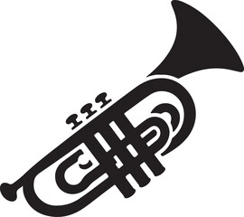 Trumpet icon or logo silhouette vector art illustration