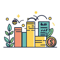 Fototapeta premium Colorful Financial Growth Concept Illustration