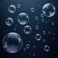 Background of rainbow soap bubbles of different sizes.