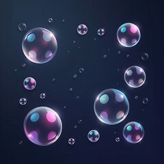 Background of rainbow soap bubbles of different sizes.