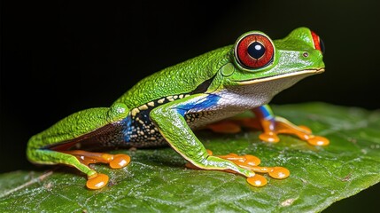 Red-Eyed Tree Frog On Leaf