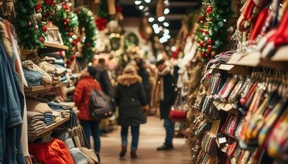 Fototapeta premium Cozy Shop Interior Decorated for the Holidays