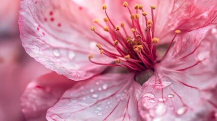 Obraz premium Pink Blossom with Dew Drops