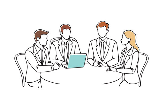 business people meeting around table with laptop clip art preview