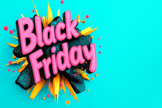 Black Friday promotional graphic with a comic book-style burst effect, featuring vibrant red, yellow, and black colors. Eye-catching text, halftone dots, and explosive shapes social, poster, web,  - Powered by Adobe