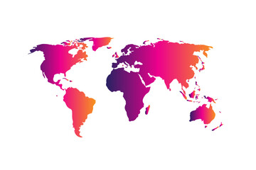 Colorful Map design concept of world map isolated on white background - vector illustration