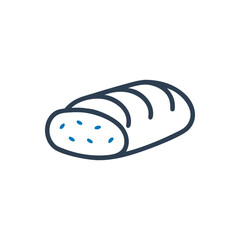 Loaf Of French Bread With Aroma Icon on white background