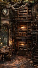 Enchanted Library: A Timeless Sanctuary of Knowledge and Imagination