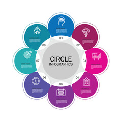 Circle diagram vector infographic presentation template chart 8 options