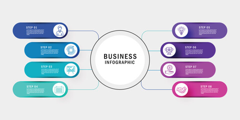 Business circle timeline infographic icons designed for abstract background template