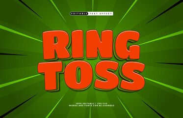 ring toss editable text effect with a kids and game text style