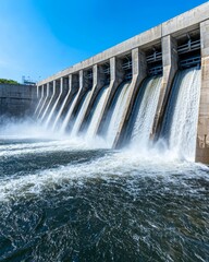 Water Flow at Modern Hydroelectric Dam