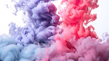 Fototapeta premium Dense multicolored smoke of red, purple and pink colors on a black isolated background. Background of smoke