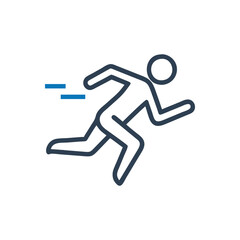 Person Sprinting Running Fast Vector Icon on white background