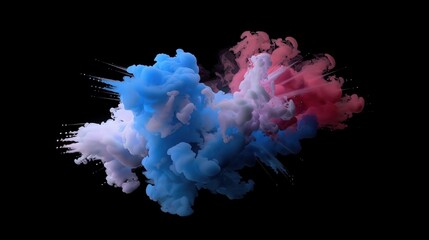 Fototapeta premium Dense multicolored smoke of red, purple and pink colors on a black isolated background. Background of smoke