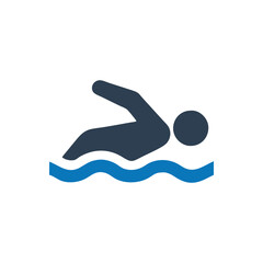 Person Swimming Freestyle Vector Icon on white background