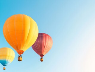 Fototapeta premium Colorful Hot Air Balloons Soaring in Blue Sky