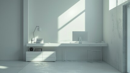 Fototapeta premium Minimalist work area, soft lighting