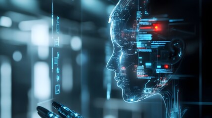 Digital Cyborg Mind Interface Visualization of Future Technology