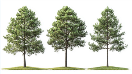 Set of loblolly pine tree isolated on a white background