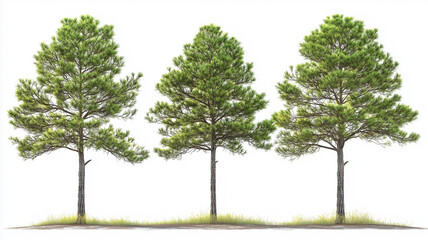 Obraz premium Set of loblolly pine tree isolated on a white background