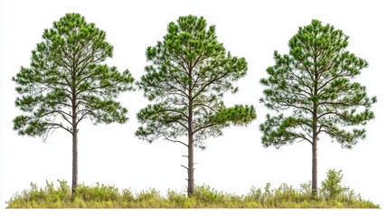 Fototapeta premium Set of loblolly pine tree isolated on a white background