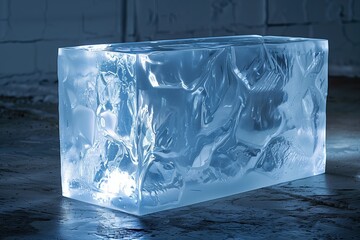 A stunning illuminated acrylic ice block that exudes a cool glow, perfect for modern decor or artistic displays. Ideal for enhancing any indoor ambiance.