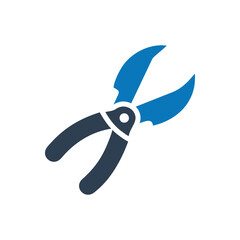 Pruning shears icon on white background