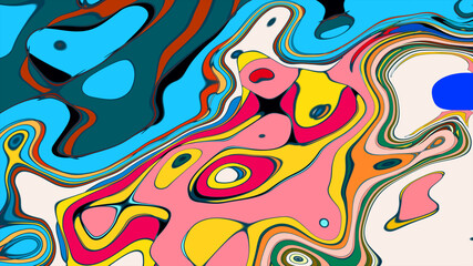 Fototapeta premium Colorful fluid abstract psychedelic background pattern for summer