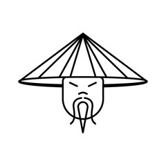 Chinese hat icon design with black lines