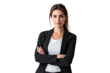 Business woman posing in casual wear isolated on transparent and white background.PNG image