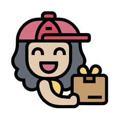 cartoon illustration of a person with suitcase
