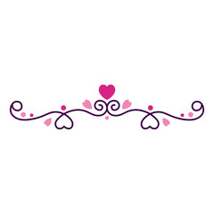 Decorative Romantic Divider. Isolated Vector Illustration in Drawing Style.