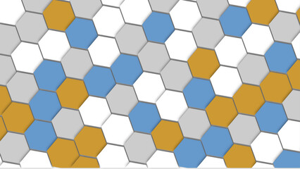 A seamless geometric pattern with hexagons in pastel colors. Abstract geometric hexagon pattern in pastel colors. A geometric abstract background with a pattern of orange and white hexagons.