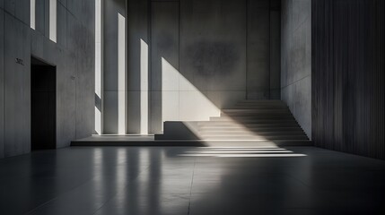 Obraz premium Majestic Architectural Hallway with Mesmerizing Light and Shadow Play