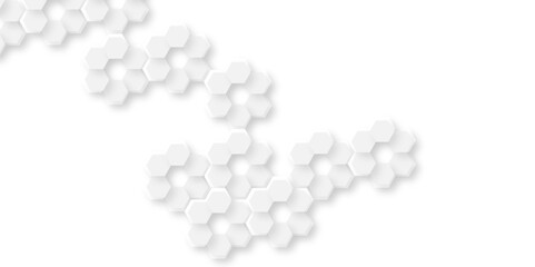 Abstract technology hexagonal background. Illustration of a white background with hexagonal template. White hexagon honeycombs background. Hexa gray Abstract Geometric Wide Banner Design.