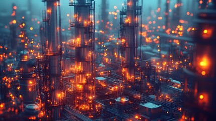 Fototapeta premium Futuristic Metropolis with Glowing Skyscrapers and Vibrant Cityscape at Night