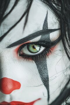 close-up of a beautiful cholo clowns face