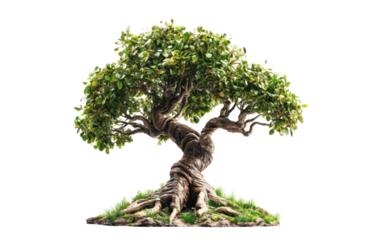 Growing fantasy tree with mystical elements  isolated on transparent and white background.PNG image	