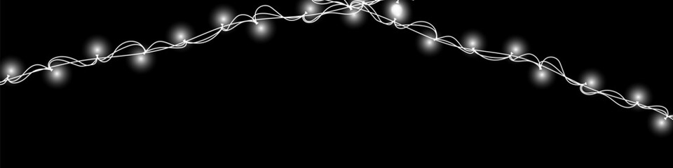 Christmas lights isolated on transparent background. Set of golden xmas glowing garland. Vector illustration
