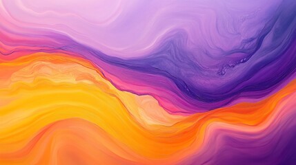 Obraz premium Abstract art of yellow, orange, and purple watercolor paint blending, modern background texture