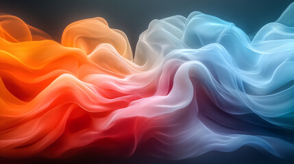 Obraz premium Abstract Flowing Gradient of Vibrant Orange and Cool Blue Waves