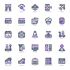 Airport icon pack for your website, mobile, presentation, and logo design. Airport icon dual tone design. Vector graphics illustration and editable stroke.